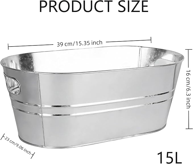 6-Piece Ice Bucket Set with Plastic Scoops | Leak-Proof Large Ice Buckets for Parties, Bars, Outdoor Events | Chilling Containers for Wine, Champagne, Beer (Stainless Steel, Silver)