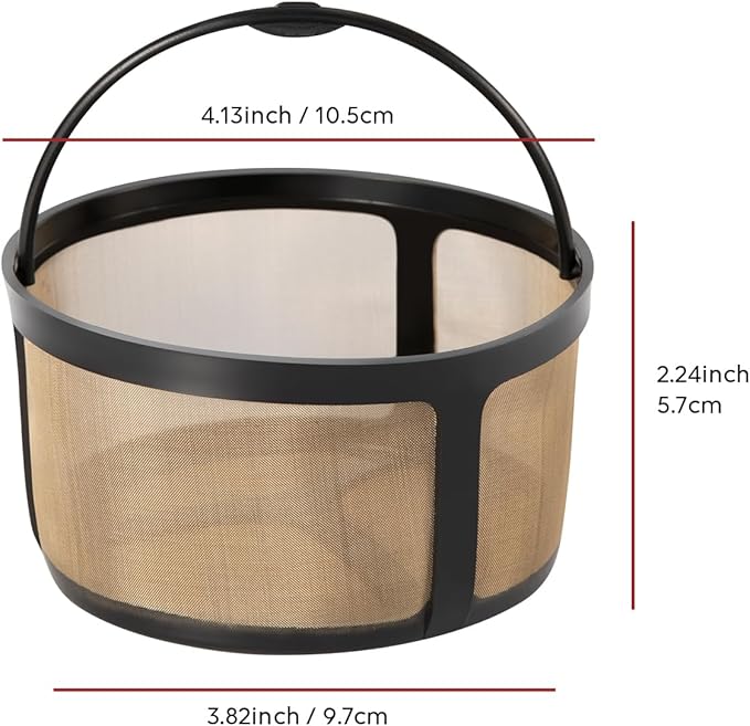 Reusable Coffee Filter for K-Duo Hot & Iced(Gen 2) K-Duo Essentials and Brewers 8-12 Cup Coffee Makers Gold Mesh Coffee Filter Basket