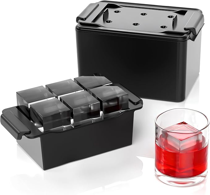 Clear Ice Cube Maker,6 Cavity Square Ice Cube Mold for Whiskey,1.9 * 2.2 Inch Clear Ice Maker,Idea Gifts for Dad Boyfriend Boss Men who Have Everything