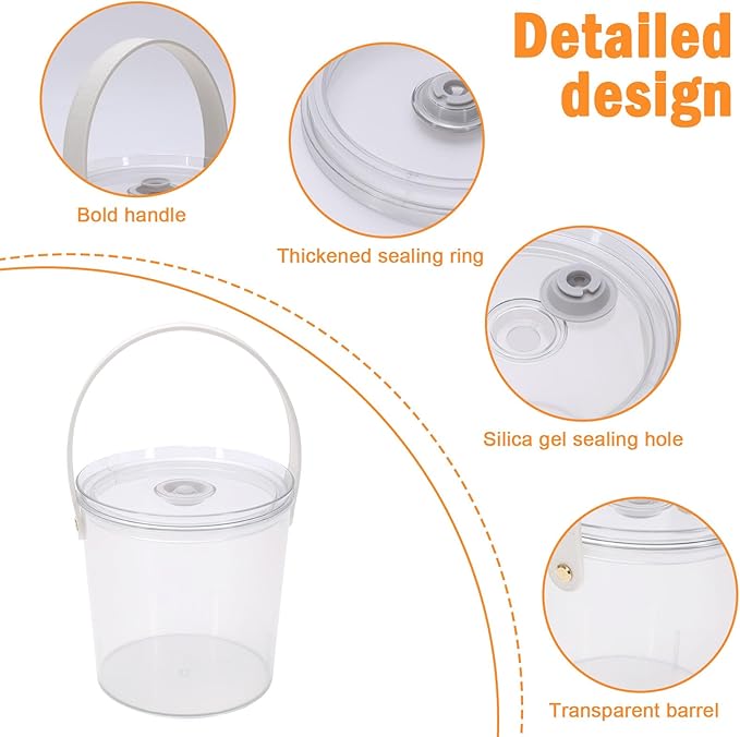 Ice Bucket with Airtight Lid, Champagne Bucket with Handle, Plastic Beverage Tub for Parties, Bar Cart Accessories for Wine, Drink, Beer Bottles, Clear