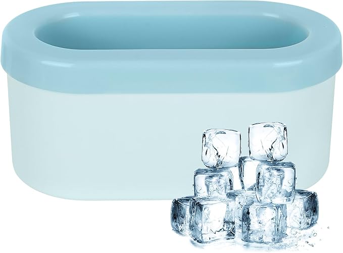 LUEXBOX Cylinder Ice Cube Mold Ice Trays, Silicone Ice Bucket, Portable Ice Cube Maker, Press-Type Easy-Release Ice Cup (Blue Large)
