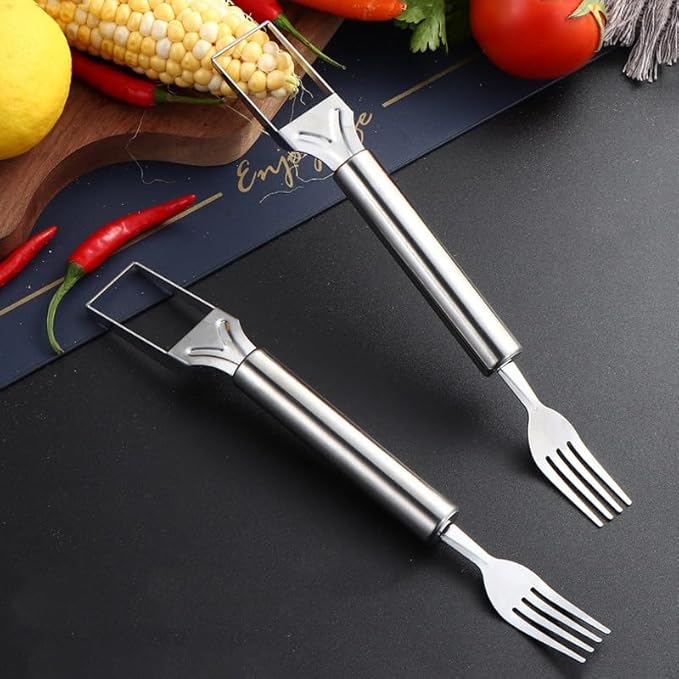 2-in-1 Watermelon Slicer & Fork- 1 Pack Stainless Steel Fruit Cutter for Melons, Watermelons Fork Slicer Cutter Tool for Easy Fruit Cutting