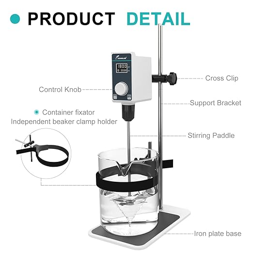 JOANLAB Digital Overhead Stirrer Set 20L Overhead Mixer Lab Stirrer w/Stirring Rods 20000mPas,100-1500rpm Timing 1min-24h (Stand Included)