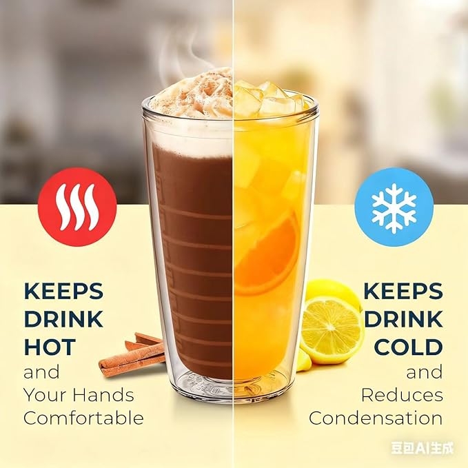 Unbreakable 16oz Tumblers Set of 4 - Plastic Double Wall Insulated Cups, Shatterproof Clear Travel Mugs Keep Drinks Cold & Hot, Reusable BPA-Free for Camping, Party, Office, Home Use (Hand Wash)