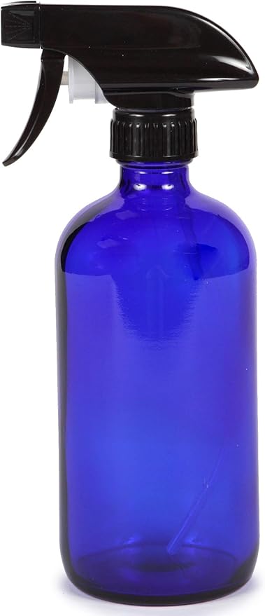 Vivaplex, 2, Large, 16 oz, Empty, Cobalt Blue Glass Spray Bottles with Black Trigger Sprayers and Lids