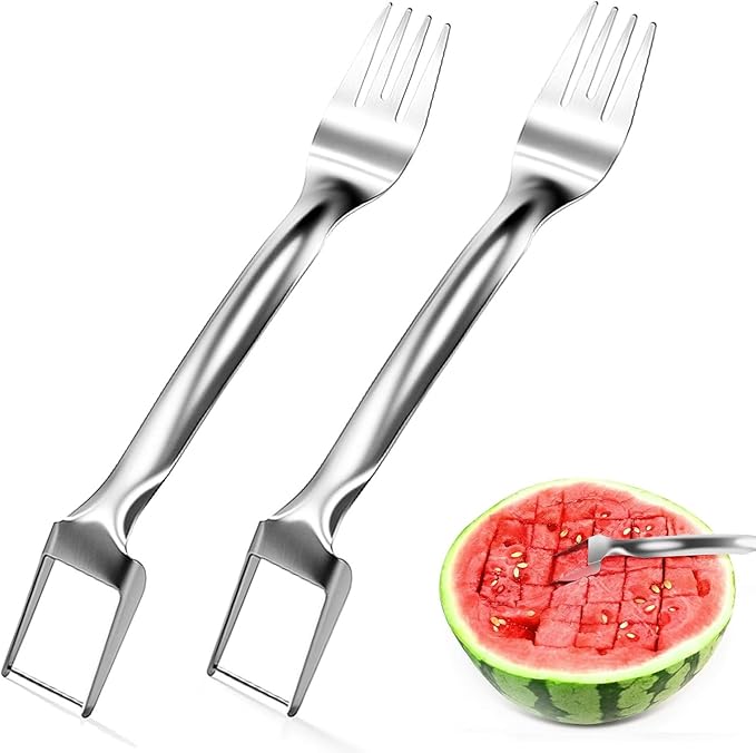 2 PCS watermelon cutter,watermelon slicer cutter tool,Ergonomic Handle,fruit cutter,watermelon fork slicer cutter,fruit slicer kitchen gadget for Watermelon, Cantaloupe, Honeydew & Other Summer Fruit