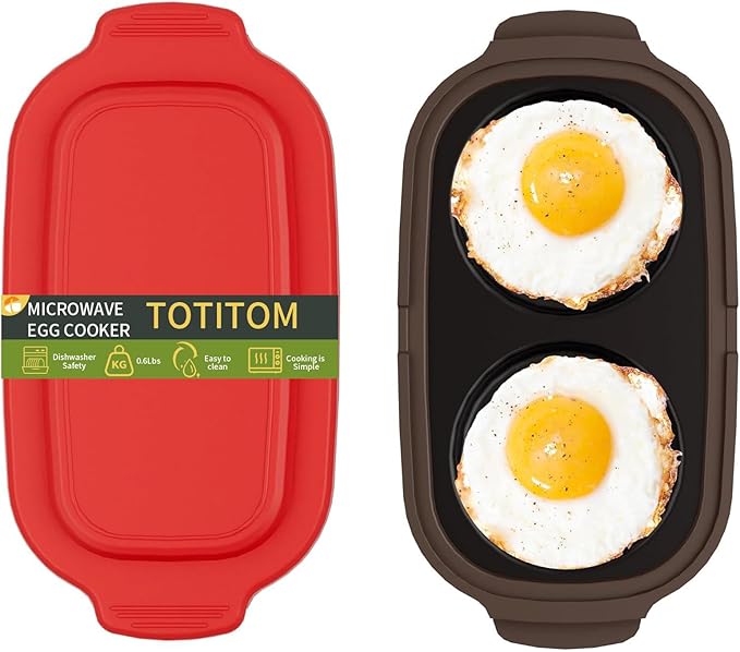 Microwave Egg Cooker – Microwave Egg Fryer, Omelette Maker for 2 Eggs, Non-Stick, Quick & Easy Egg Cooker for Breakfast, BPA-Free, Dishwasher Safe, Portable for Dorms, Offices, and Travel