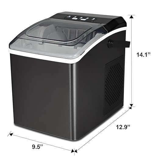 Koolatron KIM26-B Ice Makers Countertop, Portable Ice Maker, 26lbs/24Hrs 9 Bullet Ice Cubes Ready in 7 Mins, Self-Cleaning Function, L&S Size, with Ice Scoop and Basket, Perfect for Party, Black
