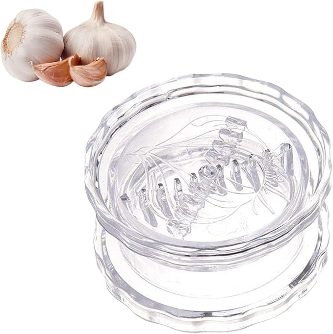 Transparent Garlic Twist Press Non-Slip Mincer and Peeler, Kitchen Gadget Press for Mincing Garlic, Onions, Gingers, Fruits, and Salad