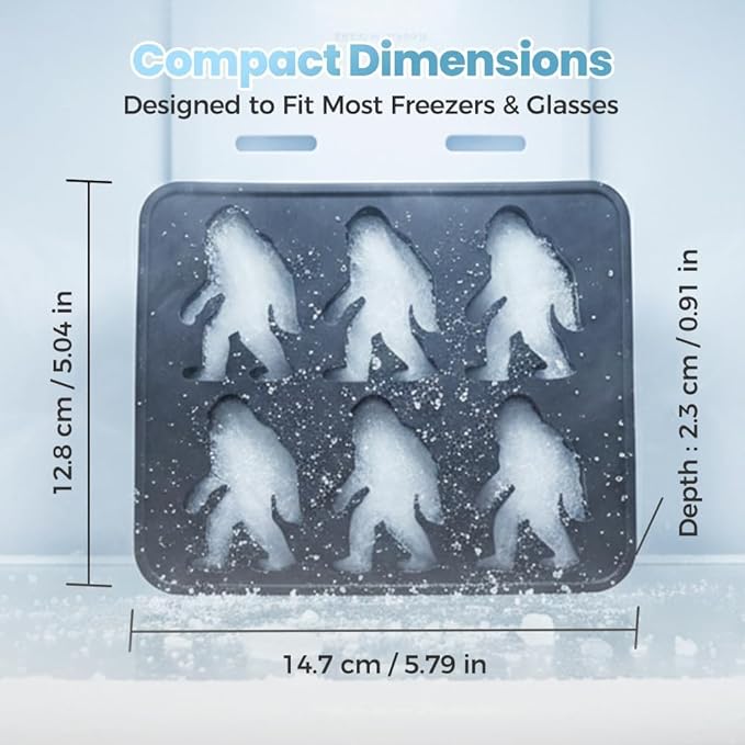 Bigfoot Ice Cube Mold, 2026 New Sasquatch Shape Silicone Ice Cube Molds DIY Ice Sculpture Reusable Freezer Mold, Upgrade 6 Cavity Sasquatch Shape Silicone Ice Cube Tray