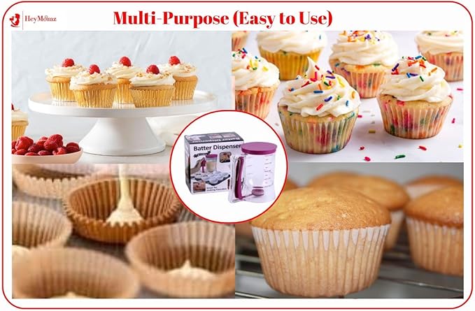 Pancake Batter Dispenser Spring-Loaded Handle for Pancake Waffle Maker or Griddle Mixer Cup & Kitchen Accessory Mixing Measuring & Cup Cake Baking (Purple)
