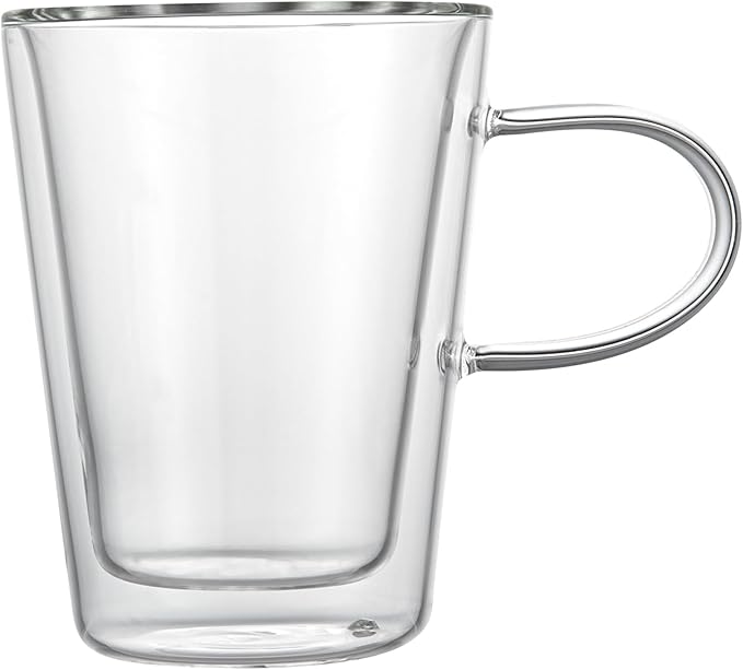 Restaurantware Glass Espresso Cups 5 Count 12 Ounces Borosilicate Double Wall Glass Coffee Mugs Insulated Clear Tea Drinkware for Hot or Cold Beverages