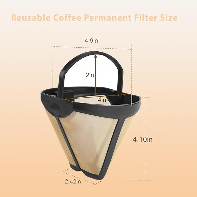 Permanent Coffee Filter for Ninja Brewers, Reusable #4 Cone Coffee Filter Compatible with Ninja Coffee Makers CFP201 CFP300 CFP301 CFP305 CFP307