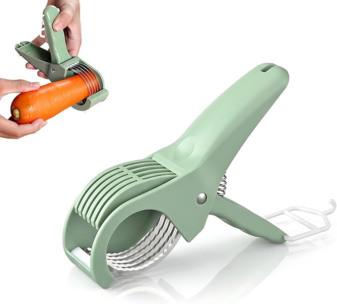 Banana Slicer,Strawberry Slicer,Grape Cutter,Multi-Functional Fruit Slicer,Cucumber Slicer,All-In-One Kitchen Gadget For Fruits & Vegetables Banana Sausages,Cucumbers,Strawberries,Grape(Green)