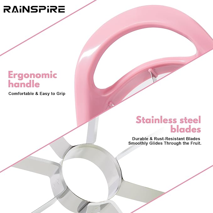Rainspire Apple Cutter 8 Slices, 8 Blade Apple Slicer and Corer, Apple Corer Tool with Stainless Steel Blades, Super Sharp Fruit Cutter Fruit Slicer, Pink