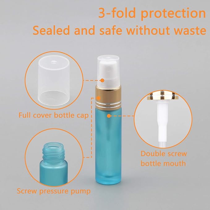 Ellbest 10PCS 10ml Glass Spray Bottle Refillable Fine Mist Spray Bottle with 5 Dropper & 10 Funnels, Small Travel Glass Perfume Container Leak-Proof Portable Atomizer for Perfume, Cosmetic Liquids