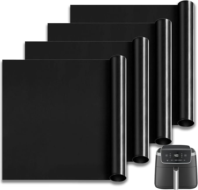 4-Pack Fiberglass Liners for Ninja Air Fryer Pro 4-in-1 AF141, 8.27"* 8.27" Reusable and Versatile Replacement for Ninja Air Fryer Parchment Paper Heat-Resistant Non-Disposable
