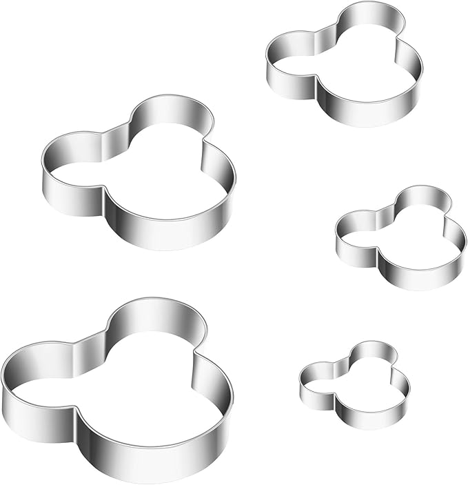 Food Grade Mouse Cookie Cutters Set of 5 – Sturdy Stainless Steel Cutters for Cookies, Sandwiches, Cake & Fruit – DIY Decoration Tools for Kids – 2.12'' to 3.86''
