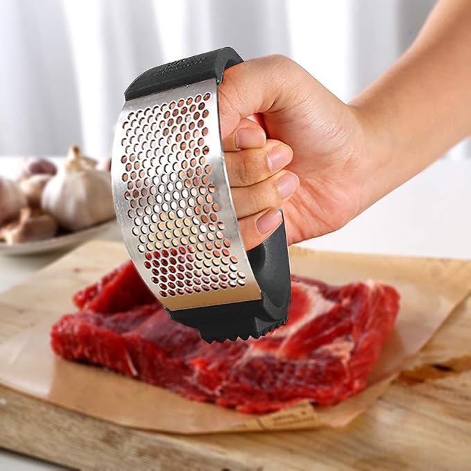 Garlic Press, Upgrade Garlic Mincer Stainless Steel Garlic Press Rocker, Professional Kitchen Gadget with Ergonomic Handle, Garlic Peeler