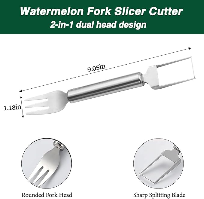 2-in-1 Watermelon Fork Slicer Cutter Set，Watermelon Cutter, Stainless Steel watermelon cutting tool,Summer Fruit Cutting Kitchen Gadget for Home (NEW-2PCS)