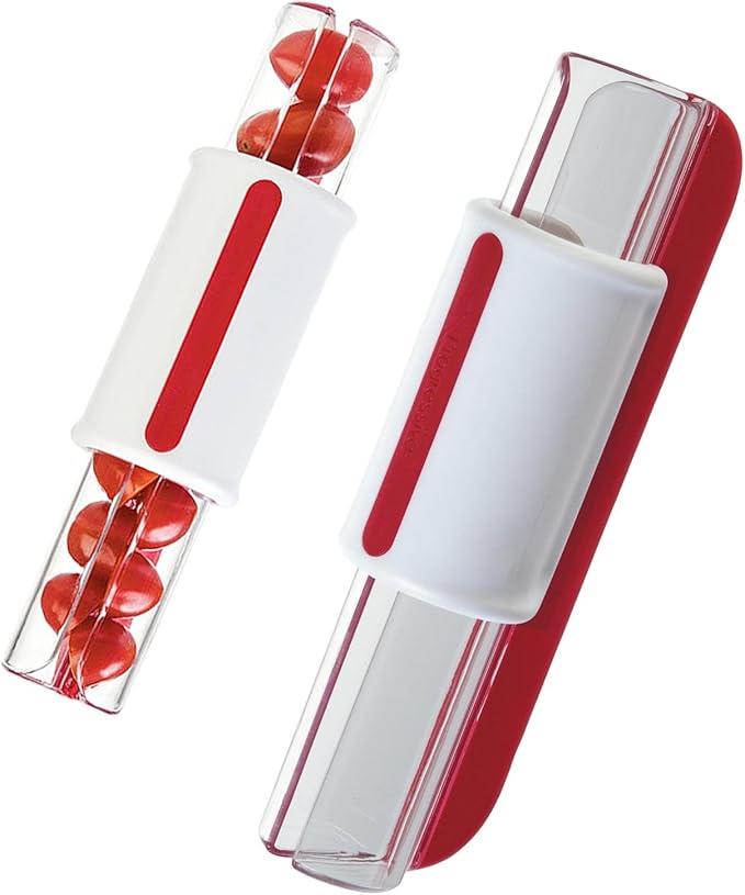 Grape Cutter Tomato Slicer, Multi-Function Small Fruit Cutter Kitchen Accessories Cake Decoration Tool Cherry Slicer(COLOR:red)