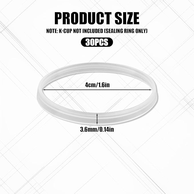 30pcs Silicone Gaskets for Keurig Stainless Steel Refillable K Cup, Reusable Gasket Ring Replacement Silicone Seals for Keurig Reusable k Cup Coffee Filter