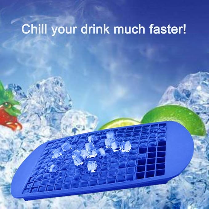 LeeYean Silicone Mini Ice Cube Trays 2 Pack, 160 Small Ice Cube Molds Easy Release Crushed Ice Cube for Chilling Whiskey Cocktail, BPA Free Flexible Stackable and Durable Soft Mold Storage Containers