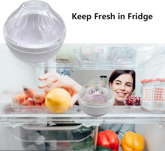 Fruit and Vegetable Storage Containers for Fridge, Onion Saver and Lemon Keeper Reusable Lemon and Onion Keeper/Saver/Holder, Refrigerator Vegetable Crisper(White)