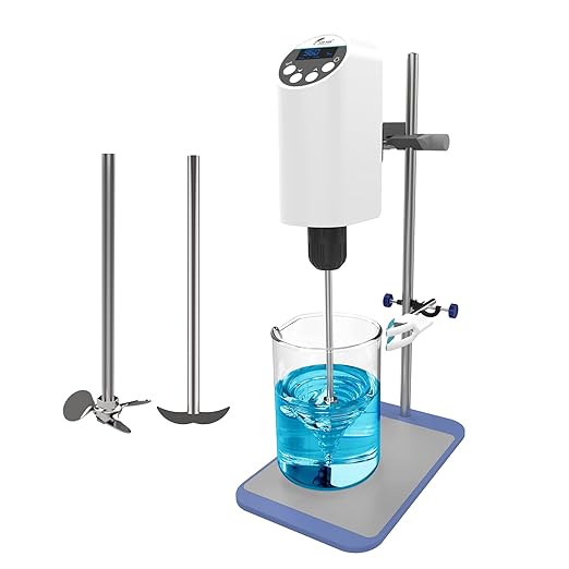 LAB FISH Laboratory Electric Overhead Stirrer Lab Digital Mixer | Stirring Rod and Stainless Steel Stand | Adjustable Speed 100-2000RPM,Powerful Heavy Duty 10L,10000 mPas