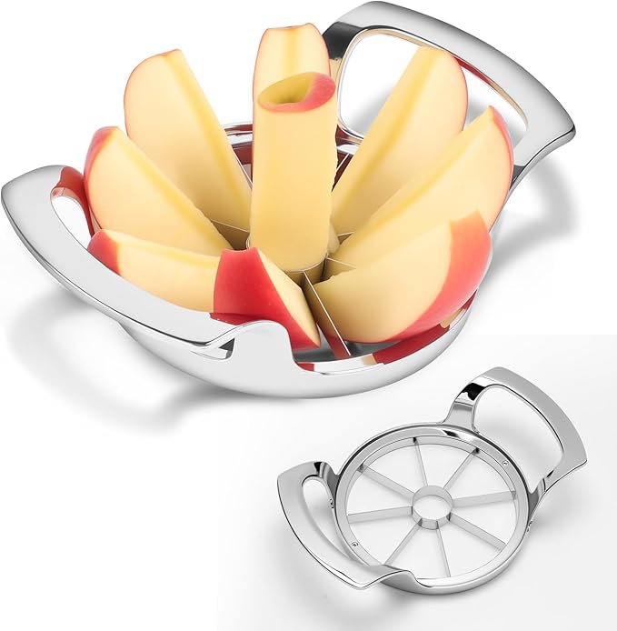 Apple Slicer and Corer, Basic Model with 8 Sharp Stainless Steel Blades - Zinc Alloy Case for Effortless Slicing & Coring,Easy to Use