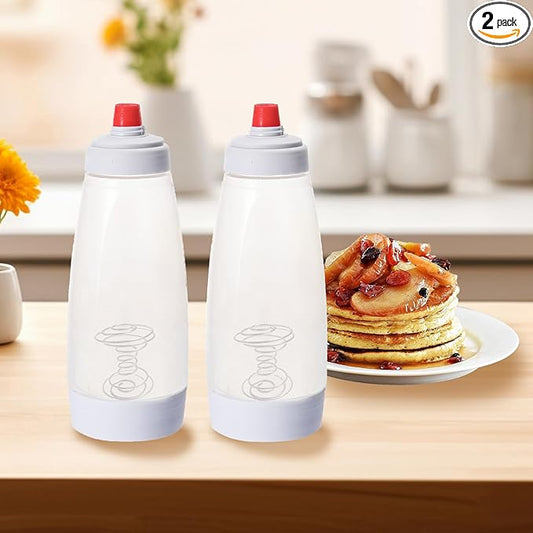 Pancake Batter Dispenser with stainless steel mixing ball, Pancake Shaker Batter Dispenser Bottle Baking Tool .Kitchen Batter Squeezer Bottle Suitable for Cupcakes, Pancakes, and Muffins (2pack)