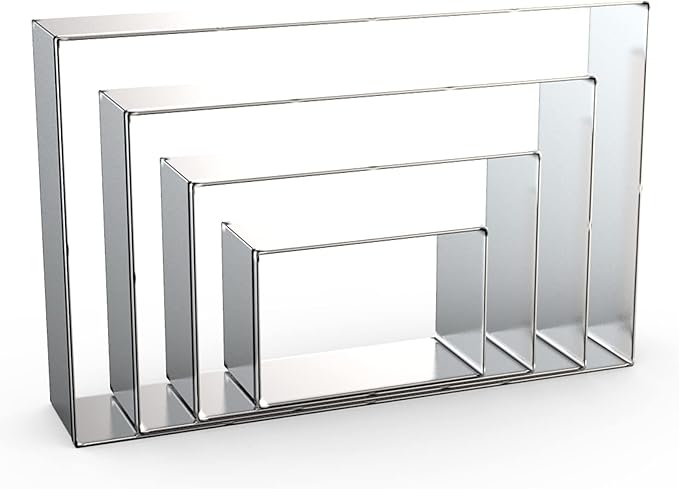 Rectangle Cookie Cutter Set Large - 5 Inch, 4 Inch, 3 Inch, 2 Inch - Geometric Frame Plaque Cookie Cutters Shapes Biscuit Molds - Stainless Steel