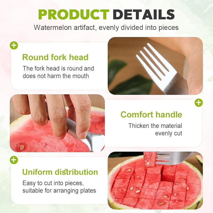 2-In-1 Stainless Steel Fruit Cutter,2025 Upgrade Watermelon Cutter Slicer Tool,Watermelon Cutter and Fork Slicer for Mom Dad Teacher,Melon Fruit Knife (1PC)
