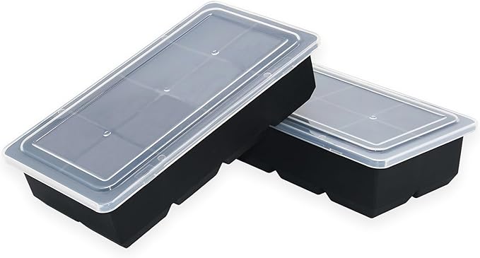 Bangp Large Ice Cube Tray for Whiskey,2 Pack Stackable Big Ice Cube Molds Make 16 Big Whiskey Ice Cubes,Easy Release Square Ice Cube Maker for Cocktails,Whiskey,Soups and Frozen Treats