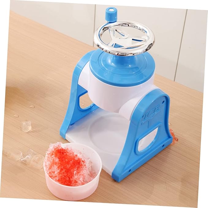 Tofficu Manual Ice Shaver Crusher for Home Use Portable Mini Ice Crushing Machine Easy Operation with Detachable Design for Summer Treats Blue