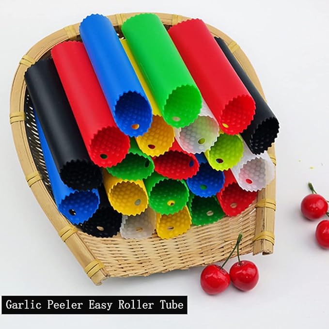 2 Set Silicone Garlic Peeler Easy Roller Tube Useful Garlic Odorfree Kitchen Tool (Black,Green)