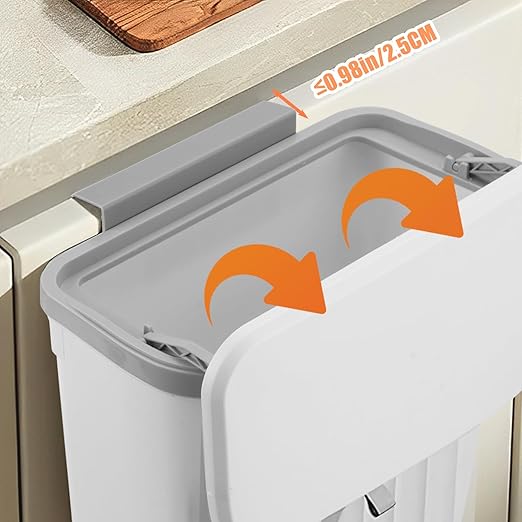 Hanging Trash Can with Lid, 3.2Gallon Kitchen Compost Bin, Wall-Mounted Garbage Can, Small Trash Can Cabinet with 5 Rolls of Trash Bags for Kitchen Cupboard Rv Bedroom Office Bathroom Camping
