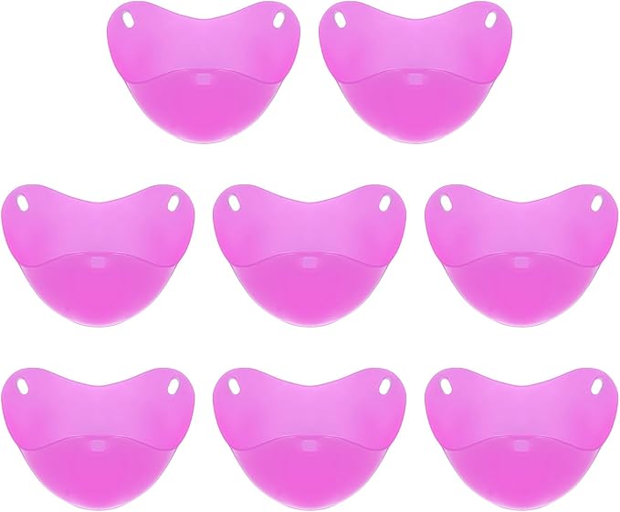 uxcell 8 Pack Egg Poacher, Nonstick Silicone Egg Poacher Cups Poached Cups Kitchen Breakfast Gadget for Microwave Air Fryer Stove Top Cooking Boiled Poached, Purple