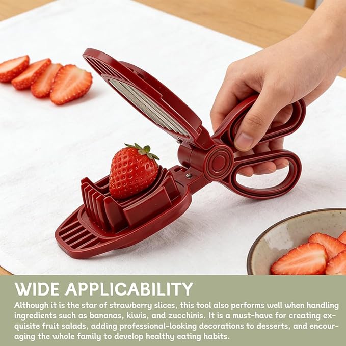 Fruit Slicer, Egg Slicer for Hard Boiled Eggs, Multi-Functional Kitchen Gadget for Strawberry, Banana, Kiwi, Hard Boiled Eggs, Cucumber, Sausage - Rapid & Safe Slicing Tool(COLOR:Red)
