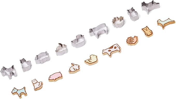 Fox Run Mini Animal Cookie cutters, 0.75 x 1.5 x 1 inches, Metallic