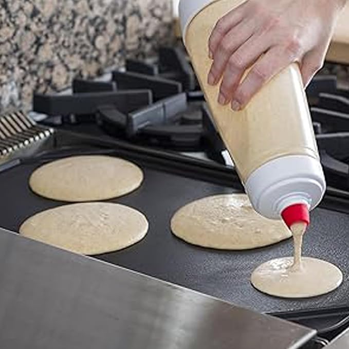 Pancake Batter Dispenser,Pancake Batter Dispenser Bottle with Whisk Ball, 1000ML Batter Mixer and Dispenser for Pancakes, Crepes, Waffle,Kitchen Baking Tool, 2 Pack