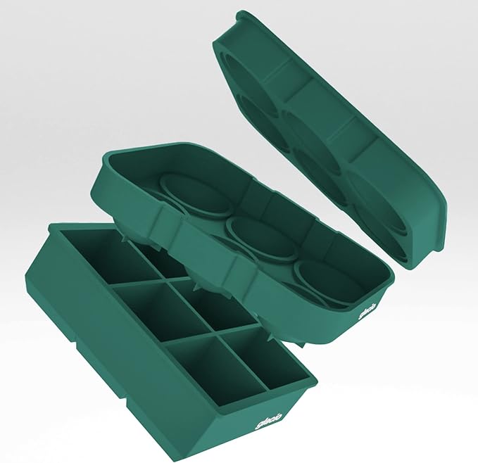 Silicone Ice Cube Trays – Large Silicone Molds for 2-Inch Ice Cubes and Spheres Whiskey Ice Cube Trays with Lids for Cocktails & Bourbon – Set of 2