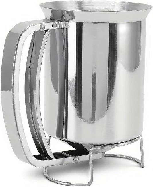 1000ml Stainless Steel Pancake Batter Dispenser, Handheld Stainless Steel Pancake Pourer for Baking Cupcakes Muffins Cooking Crepes, Waffles, Easyflow Spout
