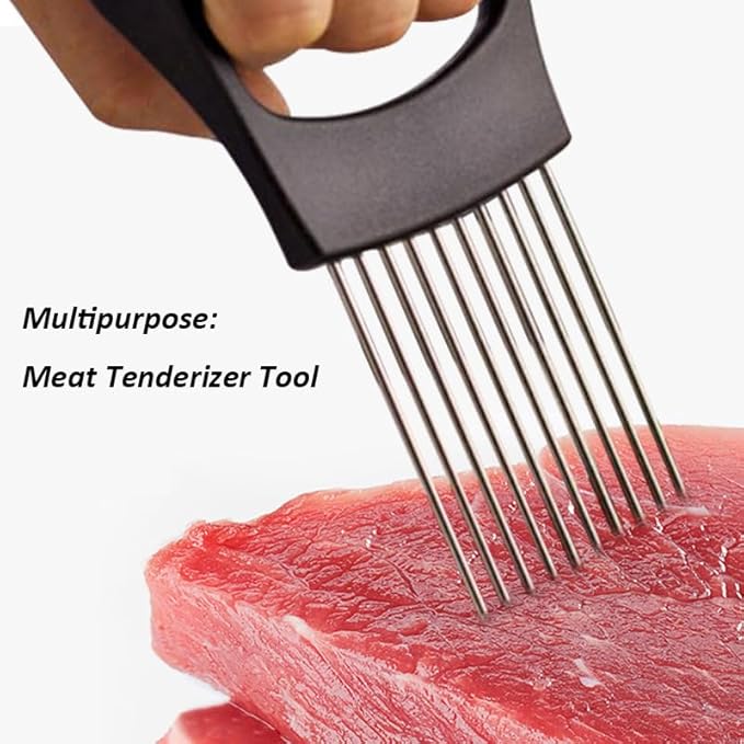 Onion Holder for Slicing, Lemon Slicer Cutter - Food Slicer, Vegetable Chopper Cutter Assistant Tool for Meat, Lemon, Potato, Tomato (Green, 1PCS)