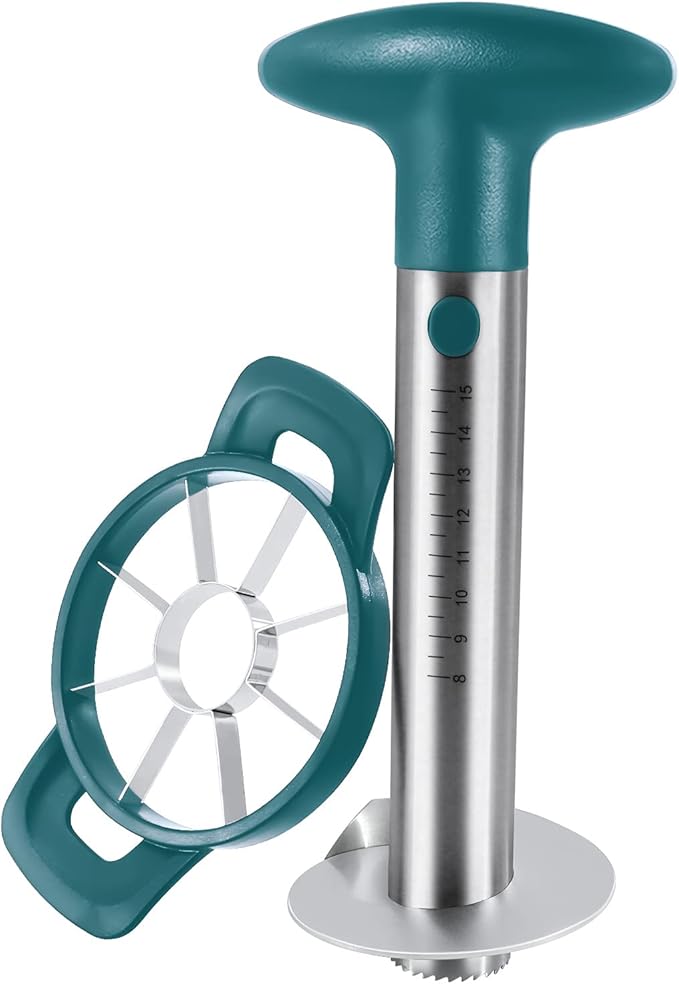 Newness Pineapple Corer and Slicer Tool, Robust Pineapple Core Remover with Upgraded Cutter & Reinforced Thicker Blade, Stainless Steel Kitchen Fruit Gadget for Diced Pineapple Rings (Green)