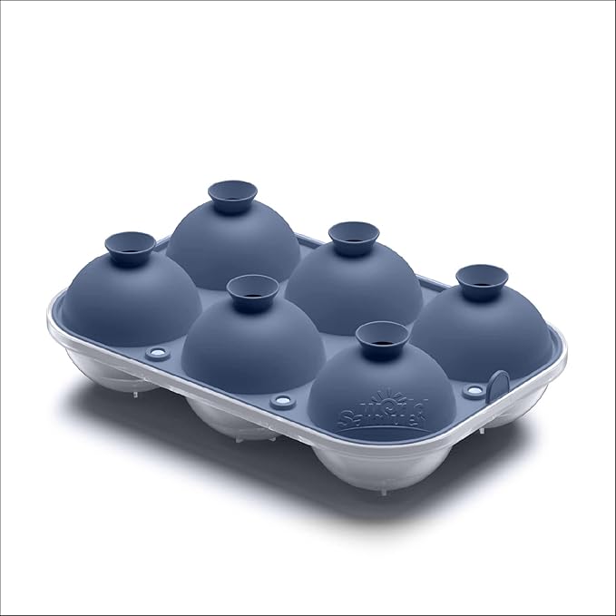 Samuelworld Large Ice Ball Maker with Lid, 6 x 2.5 Inch Ice Balls - BPA Free, Easy To Fill Round Silicone Ice Tray, Perfect Spheres Craft Ice Maker for Whiskey, Cocktails (Purple-Blue)