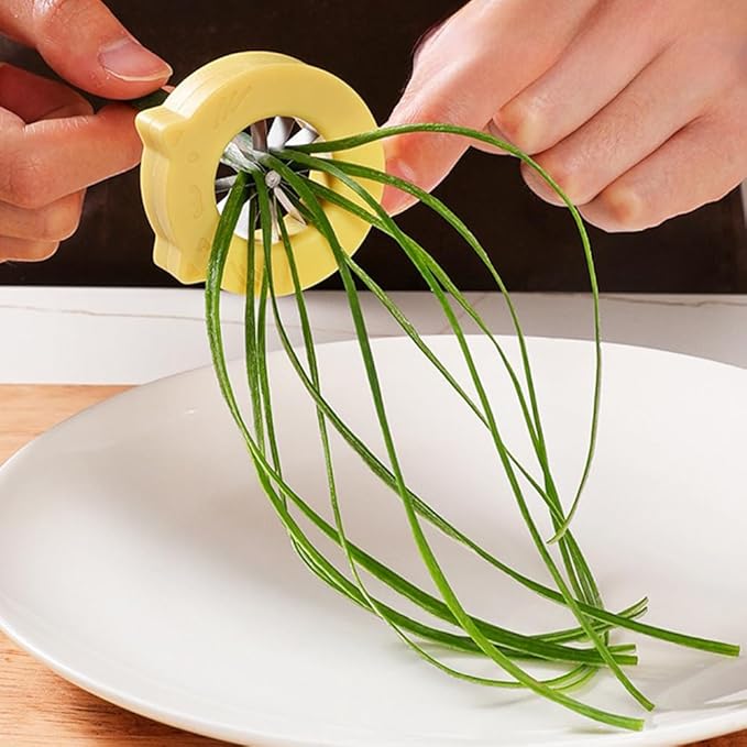 Professional Green Onion Shredder & Slicer - 12 Blade Stainless Steel Scallion Cutter with Safety Design, Perfect for Blooming Onion, Chili & Celery (5)