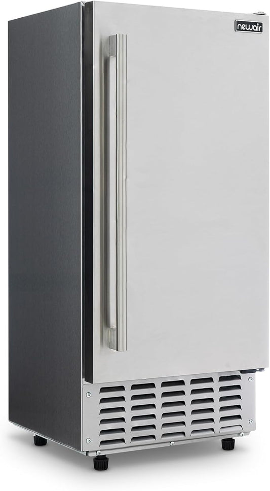 Newair 15" Undercounter Nugget Ice Maker, Pebble Ice Maker Producing 66 lbs. Daily, Built-in or Freestanding in Stainless Steel, Sonic Ice Makers for Home, Bar, Restaurant