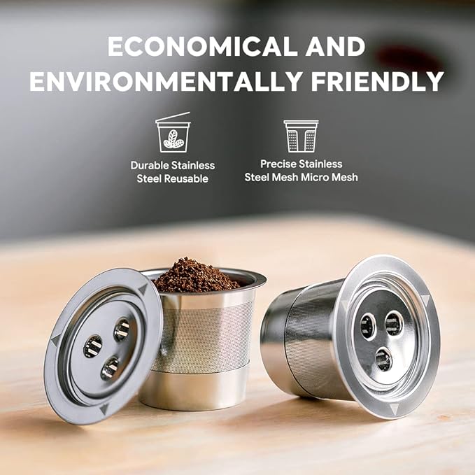 Stainless Steel Reusable Ninja K Cups Pods Compatible with Ninja CFP201 CFP301 Dual Brew Pro Machine 3 Hole Refillable Coffee Pods Permanent K Cups Filters Coffee Accessories