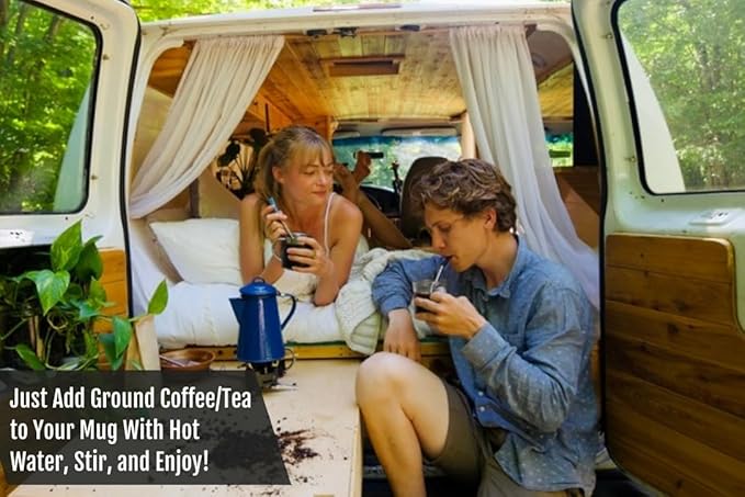 JoGo - Portable Coffee and Tea Brewing Straw - Reusable Coffee Maker Made of Stainless Steel with Single Serve Strainer - Filter Function for Hot and Cold Brew - Ideal for Coffee and Loose Leaf Teas